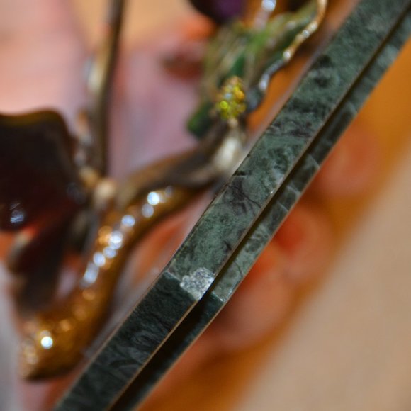 JAY STRONGWATER BUTTERFLY ENAMEL CRYSTAL JEWELRY VANITY TRINKET MARBLE BOX OBJET - Picture 10 of 13